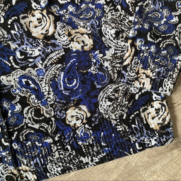 Christopher & Banks Blue Floral Cardigan Sweater Top - Picture 2 of 8